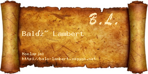 Baló Lambert névjegykártya
